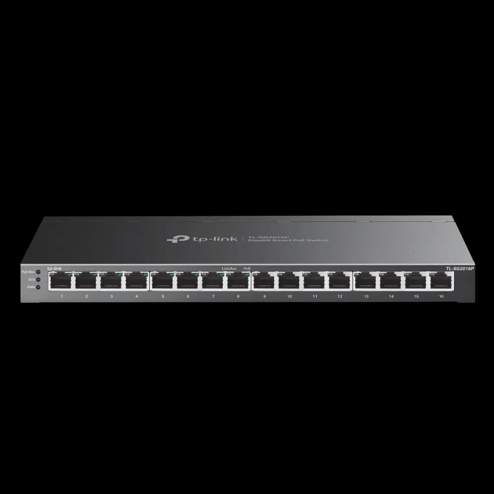 Switch POE TP-Link " TL-SG2016P ", 16-Port Gigabit Smart Switch with 8-Port Gigabit PoE+, 120 W PoE Budget, "SG2016P"