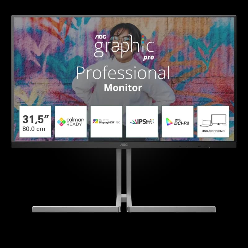 Monitor Consumer AOC U32U3CV, 31.5", 3840 x 2160 pixeli, Black