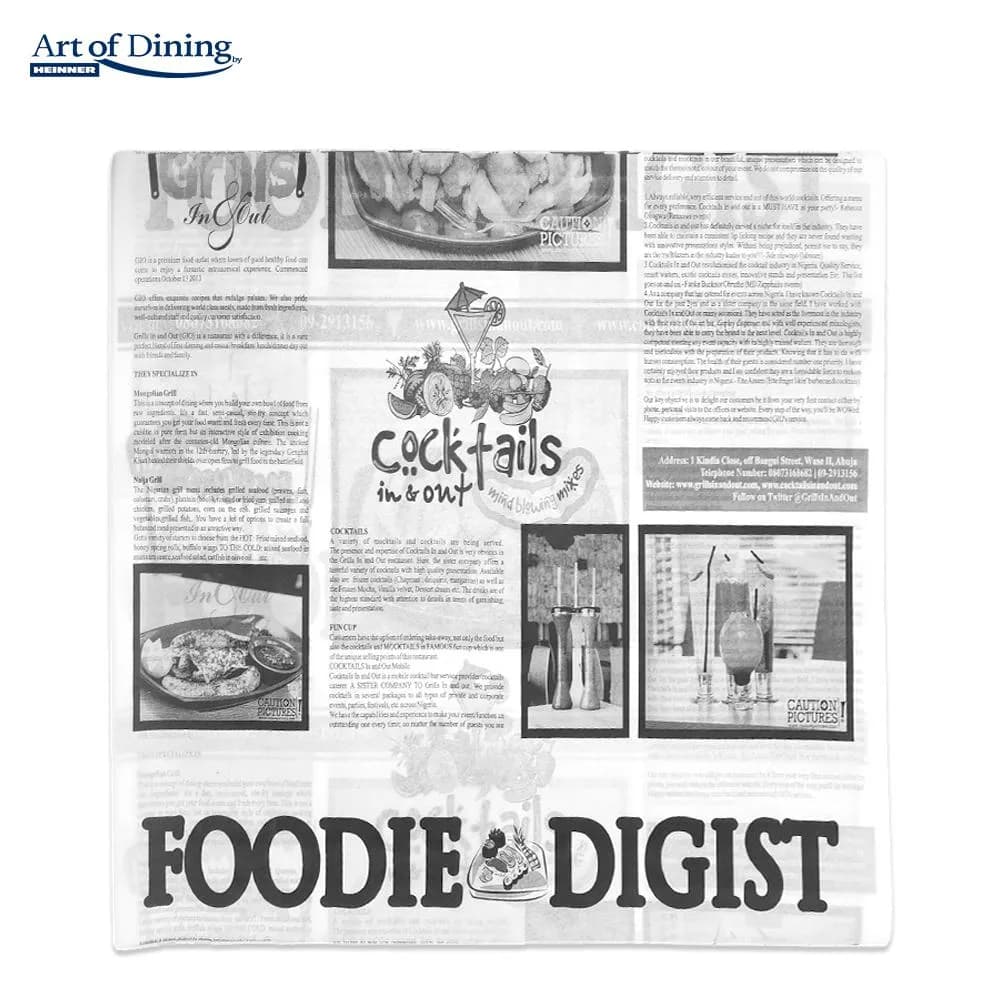 SET 500 BUCATI HARTIE IMPERMEABILA REZISTENTA LA GRASIME TIP ZIAR, 200 x 250 MM, ART OF DINING