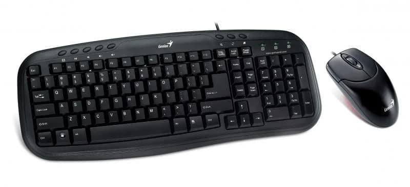Kit Wired tastatura si mouse Genius KM-200, taste numerice, Negru