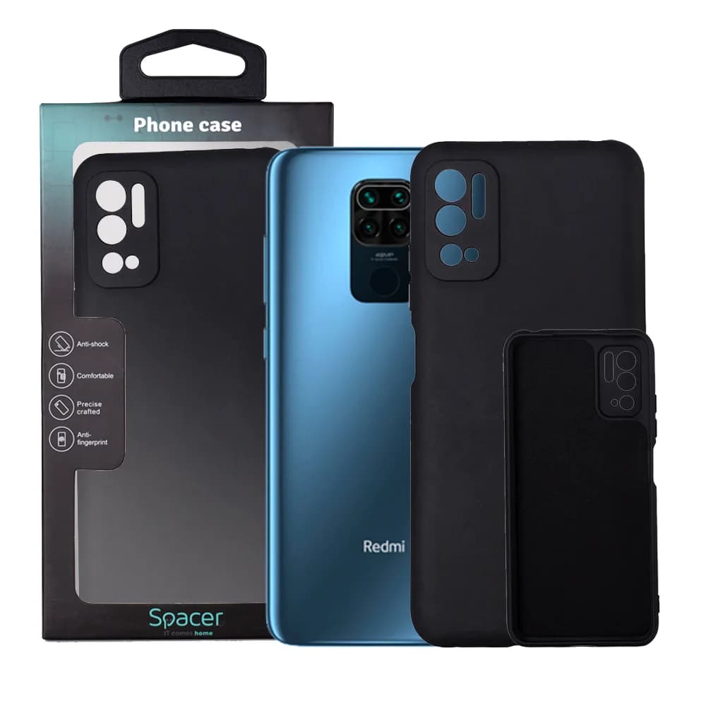Husa Xiaomi Redmi Note 10 5G Spacer, negru, grosime 2mm, material flexibil silicon + interior cu microfibra "SPPC-XI-RM-N105G-SLK"