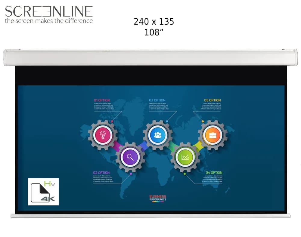 Ecran de proiectie motorizat perete/tavan Screenline MOT Home Vision, 240 x 135 (108"), 16:9, alb, comutator de peret