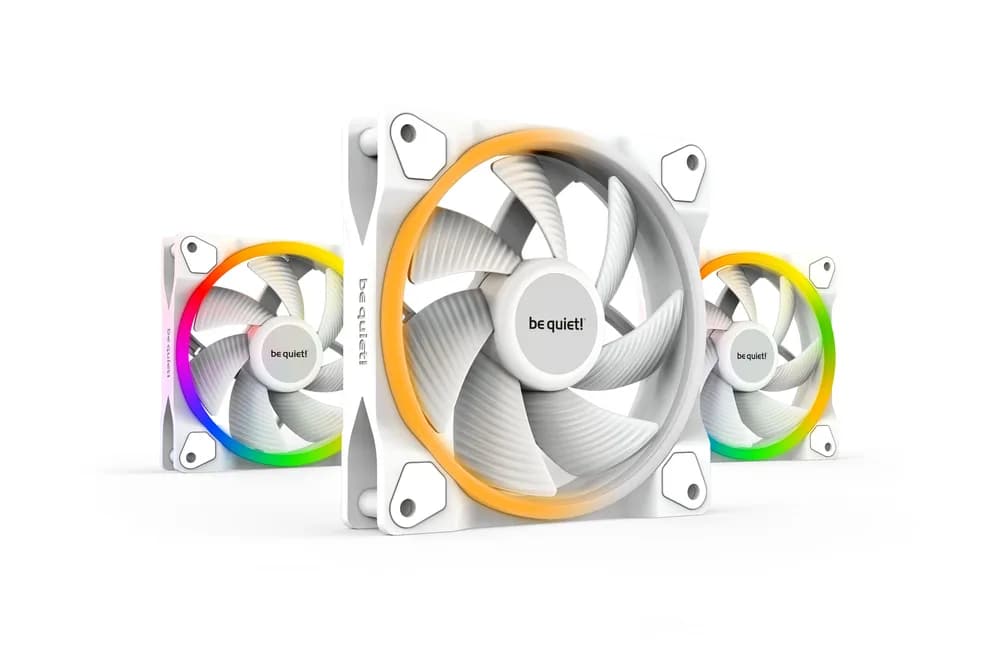 Set 3 ventilatoare be quiet! "LIGHT WINGS White"120mm 1700 rpm, Rifle bearing, 4-pin PWM, ARGB LED, "BL100"