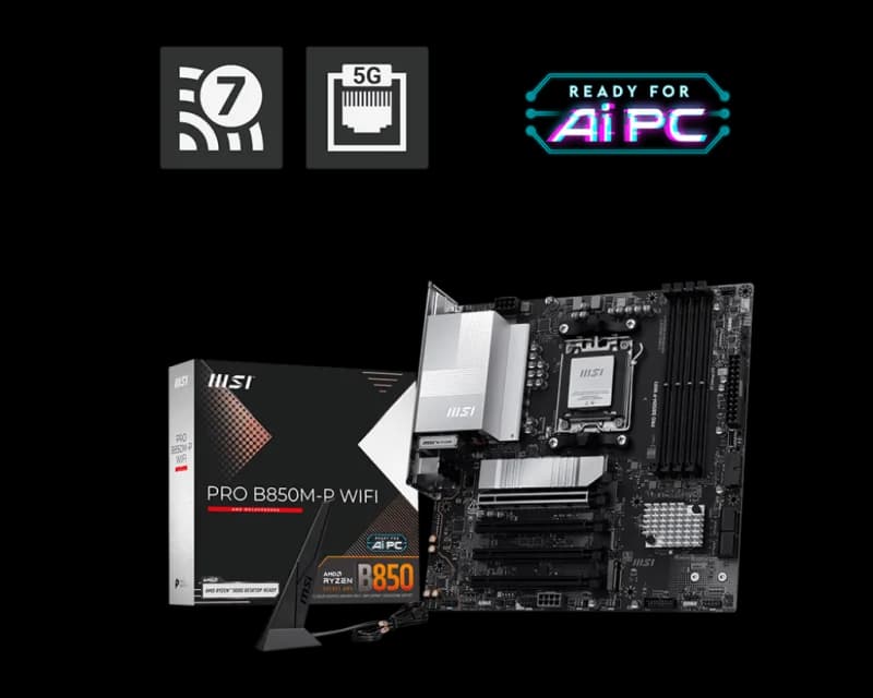 Placa de baza MSI PRO B850M-P WIFI, Socket AM5, DDR5, Micro-ATX