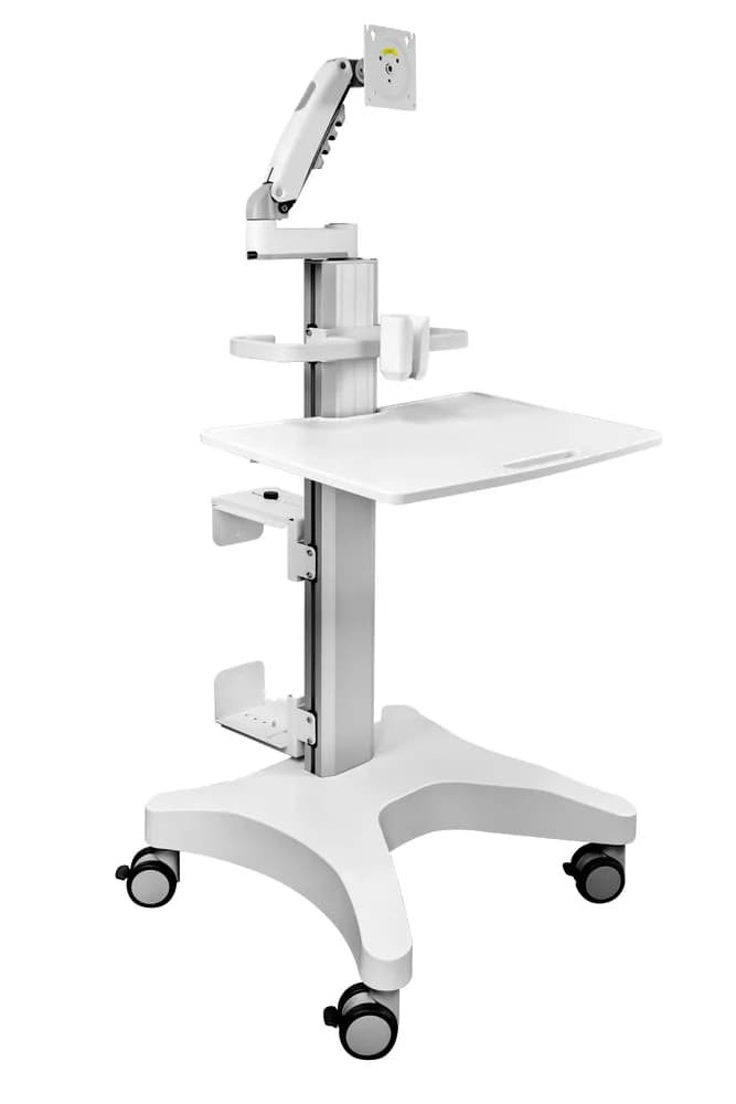 Statie de lucru mobil premium Blackmount MED05-1, 17-32″, max.8kg, reglabil pe inaltime, alb