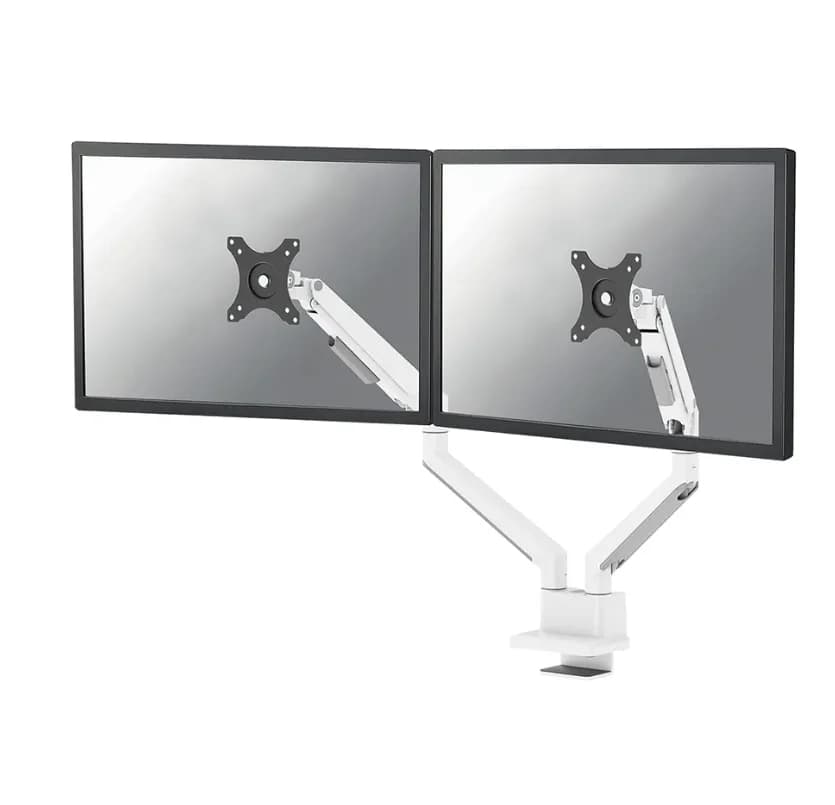 Brat dublu monitor Neomounts DS70-250WH2; pentru display-uri cu diagonale 17"-32", sistem de prindere VESA 75x75~100x100, greutate maxima suportata 9 - per ecrankg, full motion, tilt +45°, swivel 90°, rotate 180°; gas spring; culoare argintiu.