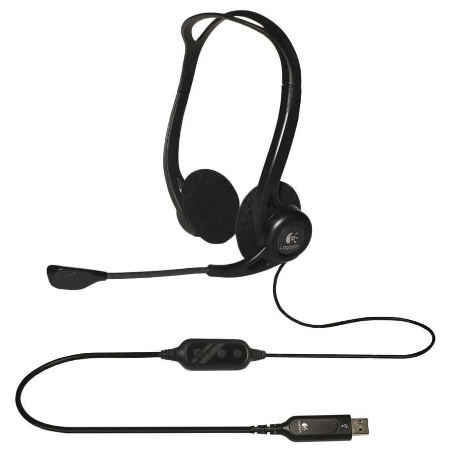 CASTI Logitech, "PC 960", cu fir, standard, utilizare multimedia, call center, microfon pe brat, conectare prin USB 2.0, negru, "981-000100"