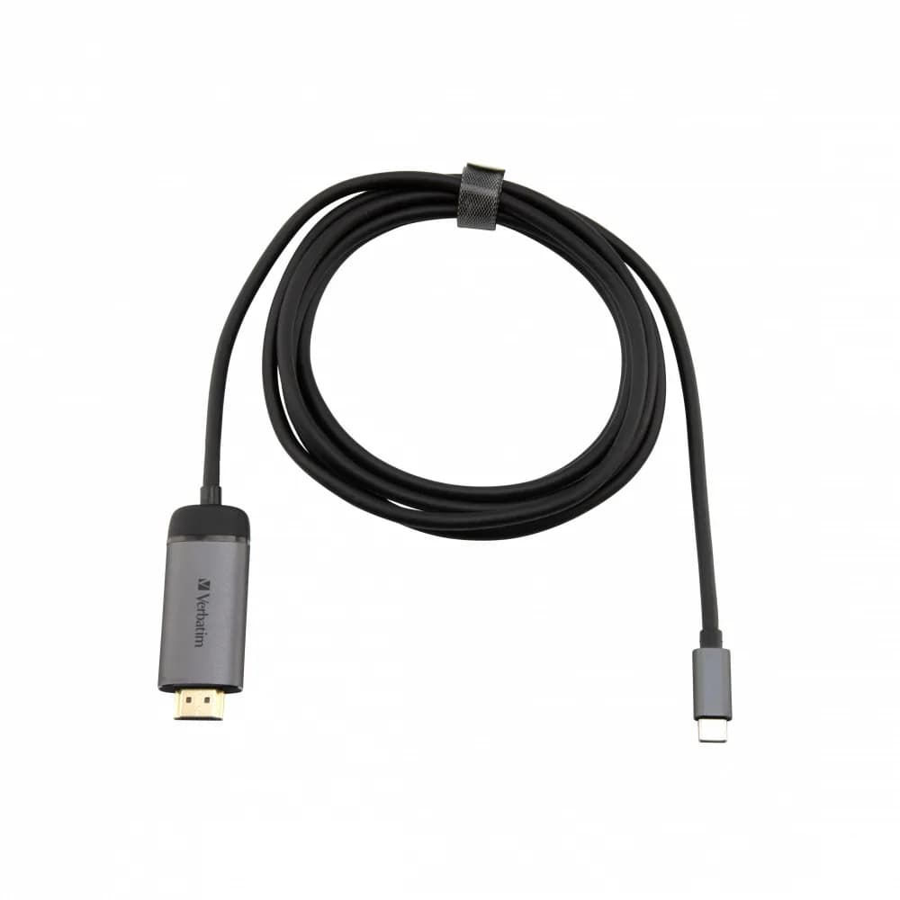CABLU video VERBATIM, 4K, USB Type C (T) la HDMI (T), cablu 1.5 m, brushed metal "49144"