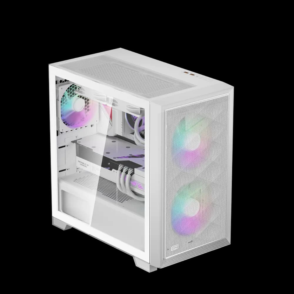 CARCASA PCCOOLER, Mini Tower, mATX, fara sursa, sticla securizata, 2 ventilatoare incluse, iluminare ARGB, alb, USB 3.2 gen 2 x 2, mic, audio, "C3D310 ARGB WH"