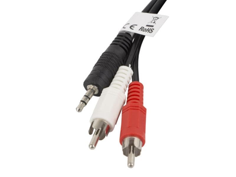 Cablu audio LANBERG 2 m – Jack 3,5 mm (tată) 3 pini → 2 x RCA (tată)