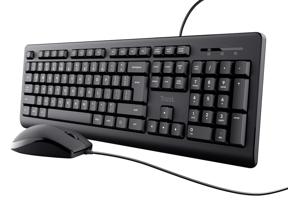 Kit Wired tastatura si mouse Trust Wired Keyboard And Mouse Set, taste numerice, Negru