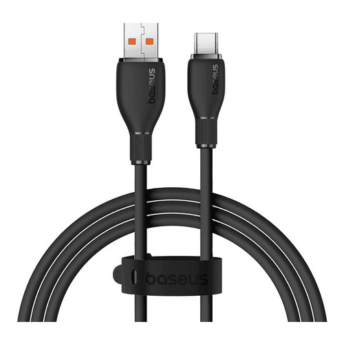 Cablu alimentare si date Baseus Pudding, Fast Charging pentru smartphone, USB la USB-C 100W, lungime cablu 1.2m, negru