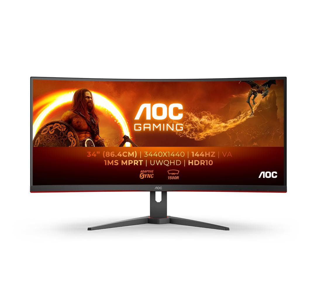 Monitor Gaming AOC CU34G2XE/BK, 34", 3440 x 1440 pixeli, Black, Red