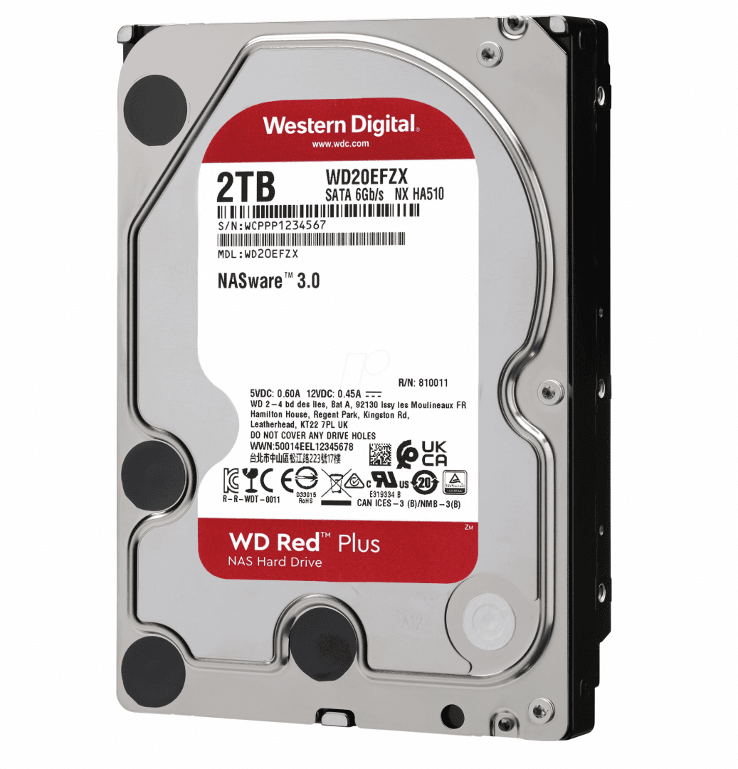 HDD NAS WD Red Plus, 2 TB, 5400 RPM, 128 MB, SATA III