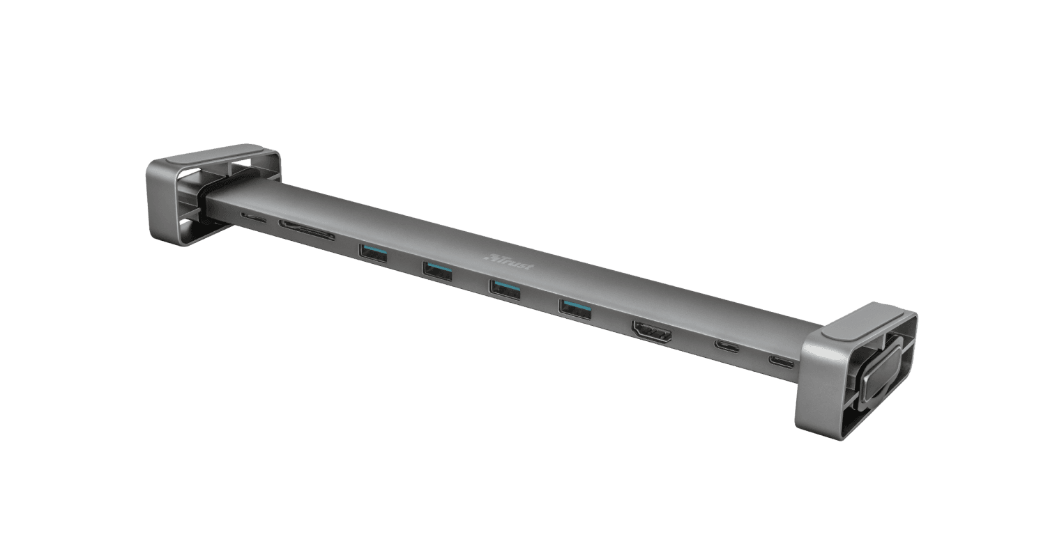 Hub USB Trust Dalyx, USB-C, 10 porturi, HDMI, RJ-45, Argintiu