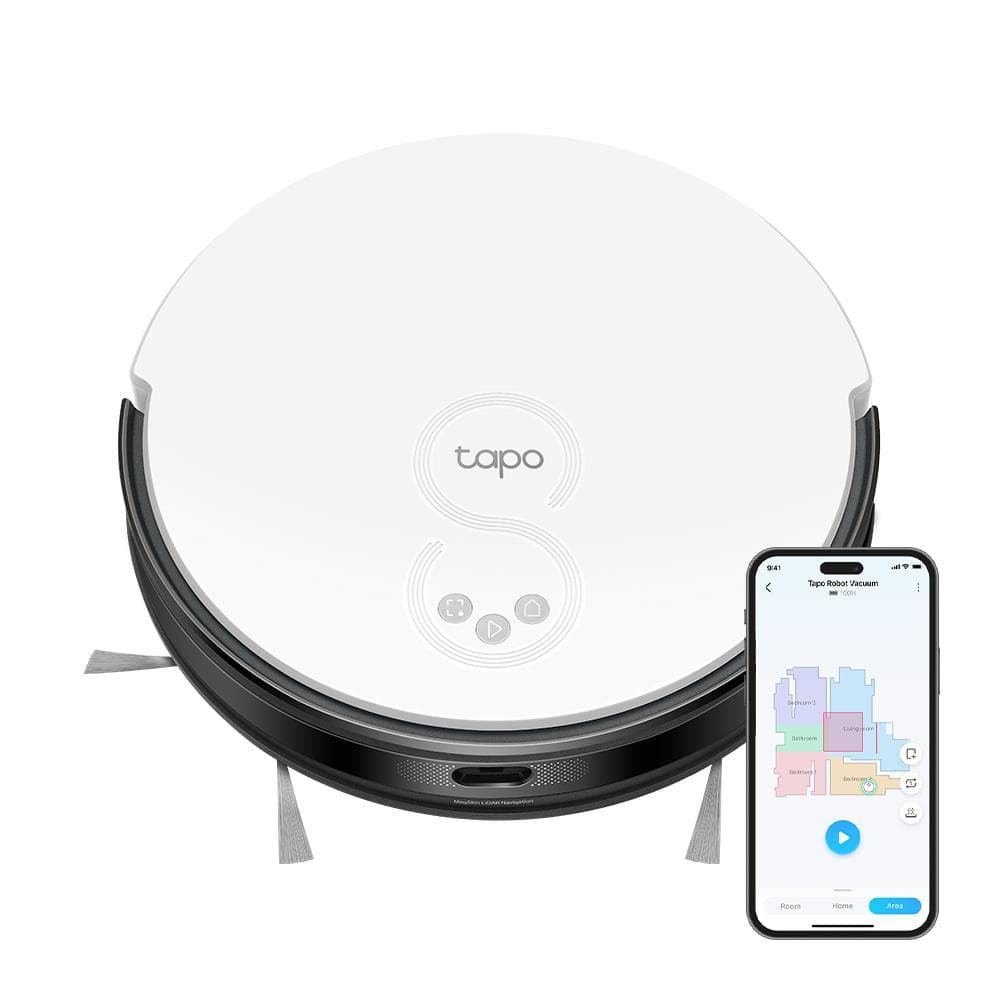 TP LINK Aspirator robot cu Mop și Navigare LiDAR TAPO RV20 MOP, Capacitate acumulator: 2600 mAh, Reincarcare si reluare, MagSlim LiDAR + Gyroscope, Harta virtuala, Inaltime de trecere: 20 mm, Putere aspiratie: 2700Pa, 4 niveluri, Capacitatea recipientului de colectare: 400ml, Filtru HEPA H11