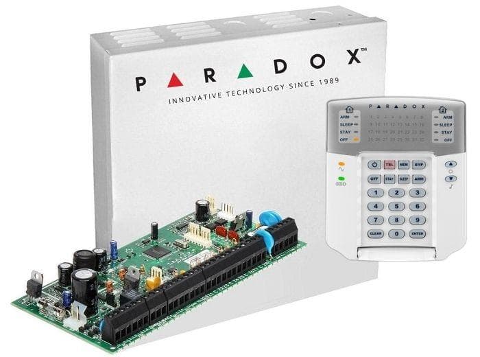Centrala Paradox SP6000+; 8 zone pe placa (16 cu dublare zona ATZ);2 PGM pe placa, extensibile la 16 (dintre care oricare poate fi wireless);Actualizare firmware local via BabyWare;Numere de telefon raportare: 3 pentru stația centrală, 5 personale, 1 pager;Include cutie cu traf 1 buc si tastatura