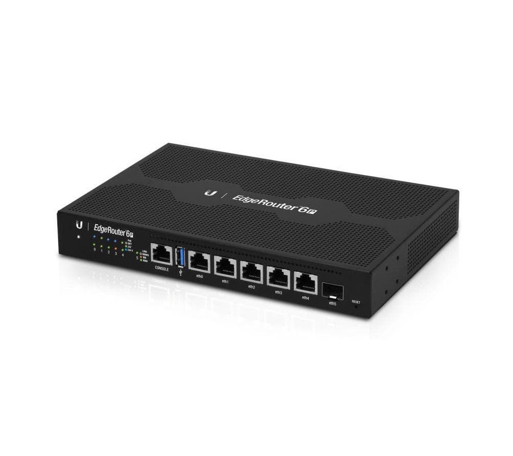 Ubiquiti EdgeRouter ER-6P; 6xGigabit LAN, 1xSFP Gigabit, 1x USB3.0, 5 ports x 24V passive 2-pair/4-pair PoE, 3.4 million pps, 1 GHz CPU
