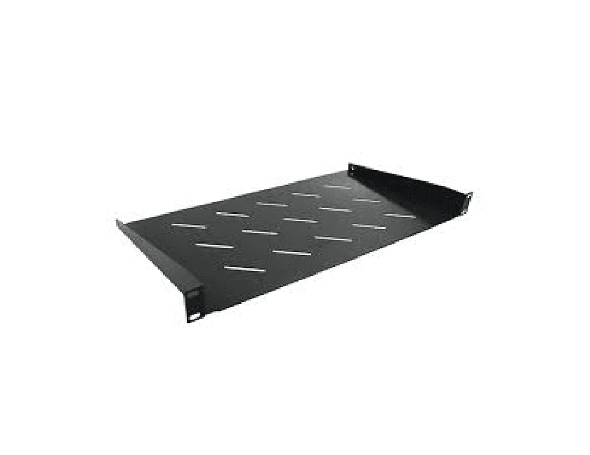 Polita fixa pentru rack-uri 19", inaltime 2U, adancime utila 350mm, neagra, sustine 30kg