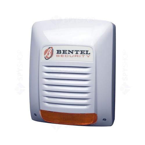 Sirena de exterior autonoma cu flash, carcasa solida din plastic foarte rezistent; placata cu otel special pentru protectie antivandal; Timp de alarma programabil de la 3 pana la 10 minute; 104-106 dB(A) depinde de tipul sunetului; alimentare 10-13.8 Vcc max 0.6 A; IP34;