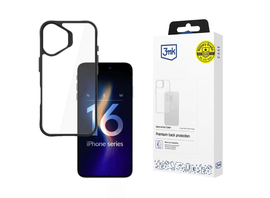Protective cover 3mk Satin Armor Case+ for iPhone 16, Transparent