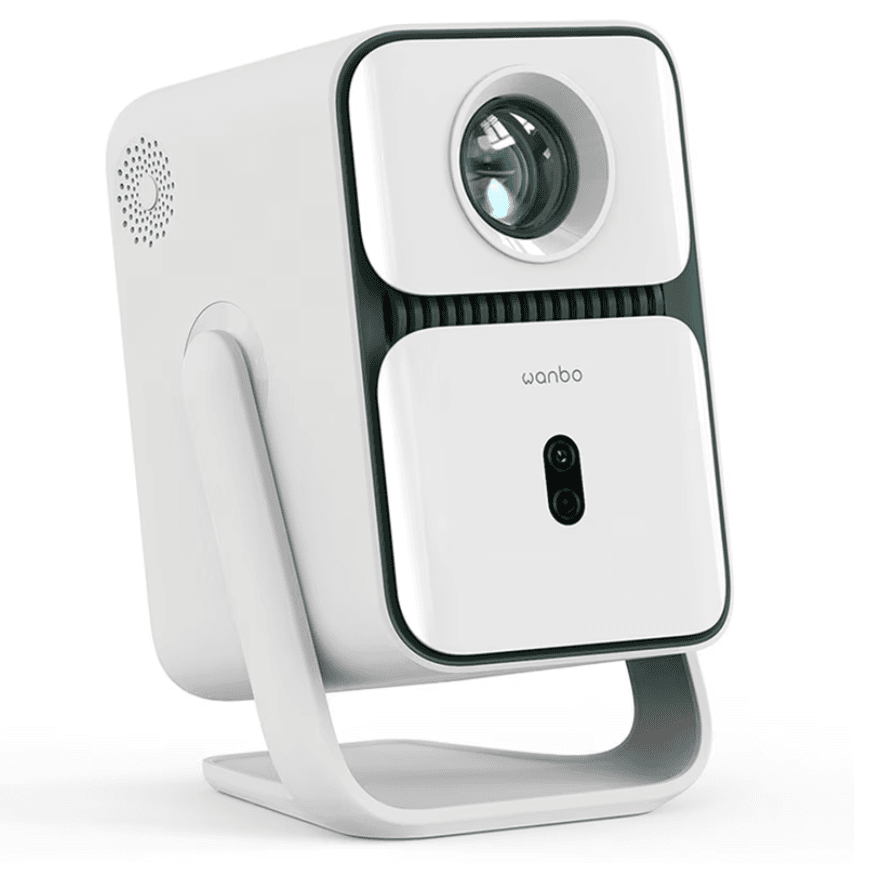 Videoproiector Portabil, Wanbo T2 Ultra, Android TV 11, 500 ANSI, Rezolutie nativa 1080P, Suport rotativ la 120°, Focus automat si corectie trapezoidala, Evitarea obstacolelor, Dimensiune de proiectie 45-140', WiFi dual-band, Difuzor 2*5W