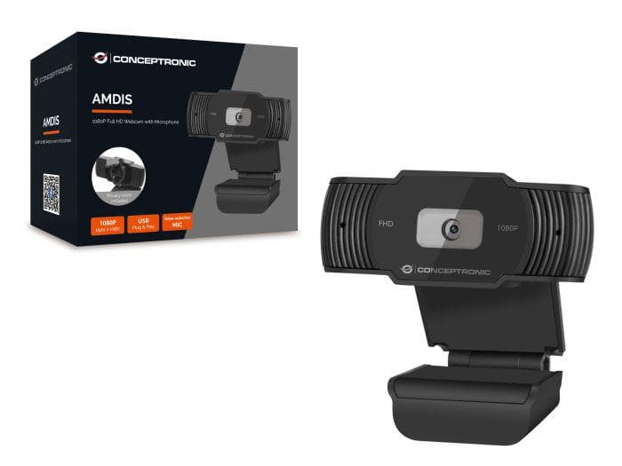 Camera Web Conceptronic AMDIS, rezolutie video Full HD, USB 2.0, Negru