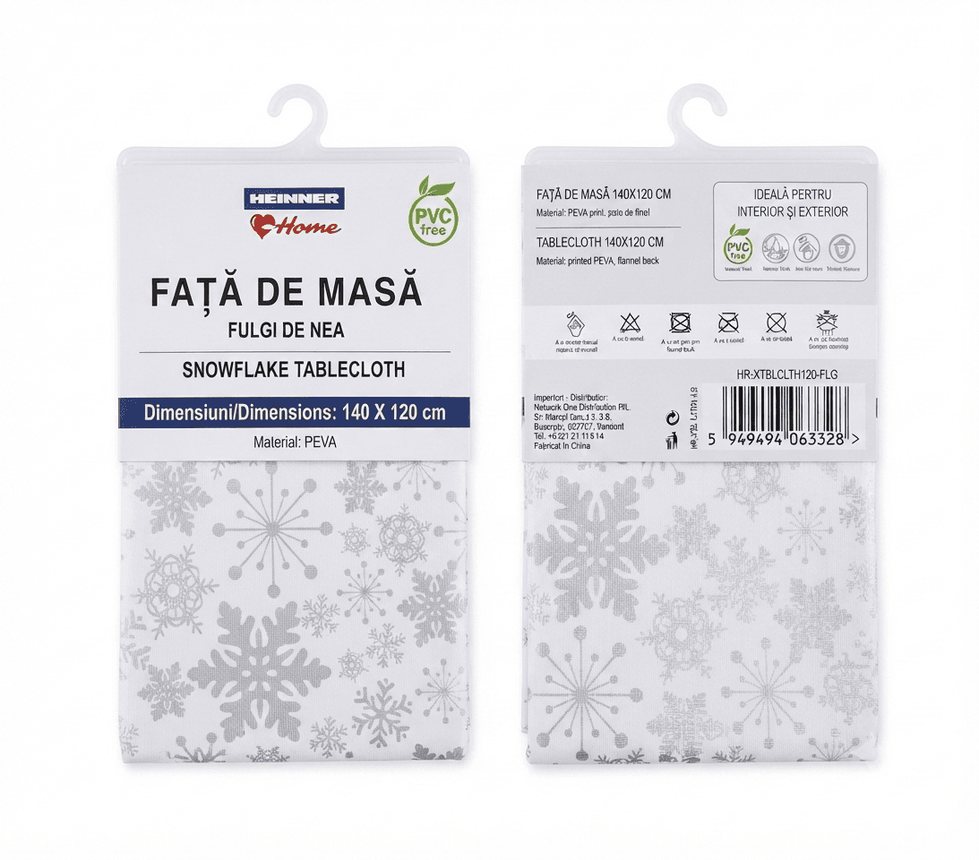 Fata de masa Fulgi de nea 140X240cm,PEVA