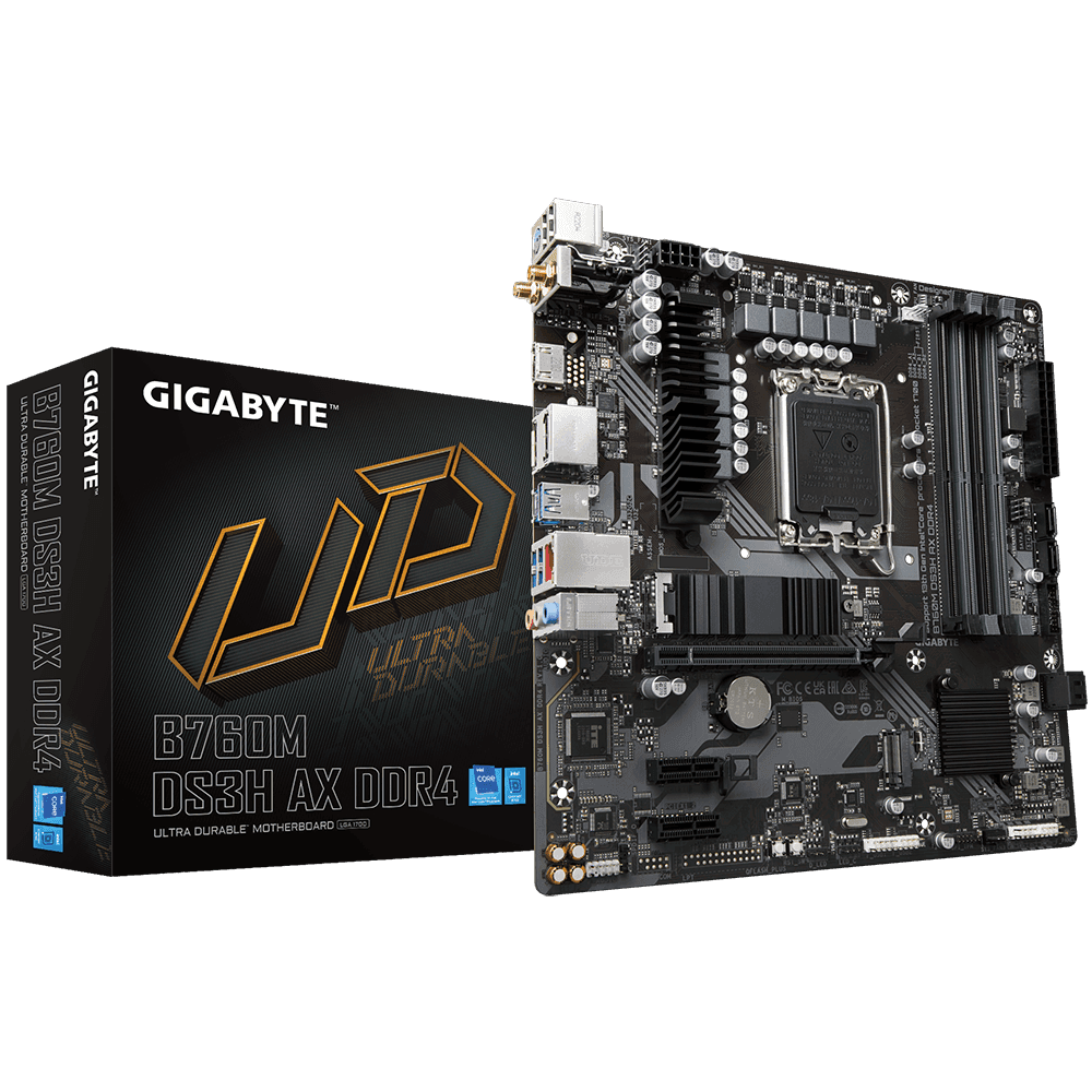 Placa de baza Gigabyte B760M DS3H AX, Socket 1700, DDR4, Micro-ATX