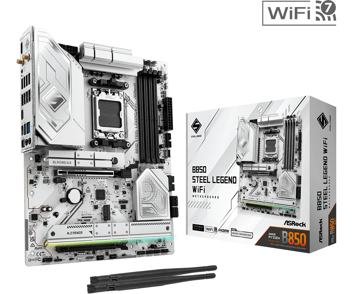 Placa de baza ASRock B850 Steel Legend WiFi, Socket AM5, DDR5, ATX
