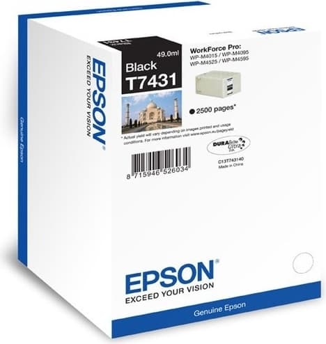 Cartus Cerneala Original Epson Black, T7441, pentru Workforce Pro WP-M4015|WP-M4525, , incl.TV 0.15 RON, "C13T74414010"