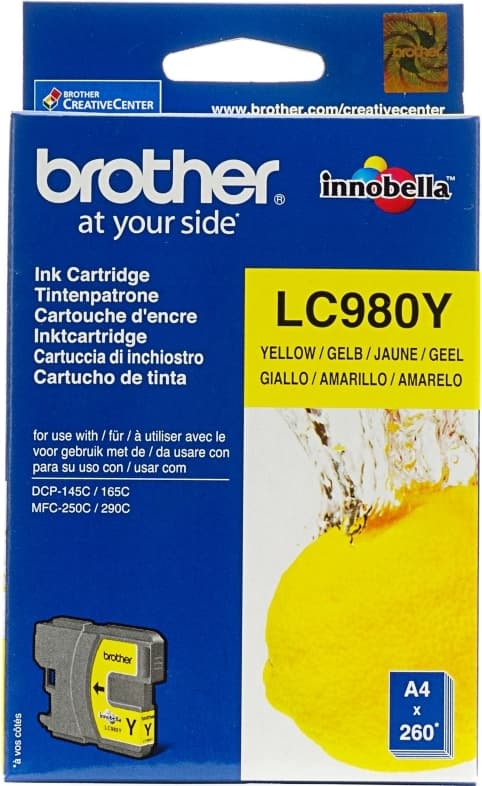 Cartus Cerneala Original Brother Yellow, LC980Y, pentru DCP-145C|165C|195C|365C|375C|MFC-250C|290C|295CN, 295, "LC980Y"