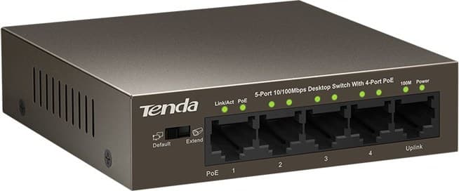SWITCH PoE TENDA 5 porturi 10/100Mbps (4 PoE), IEEE 802.3at/af, carcasa metalica "TEF1105P-4-63W"