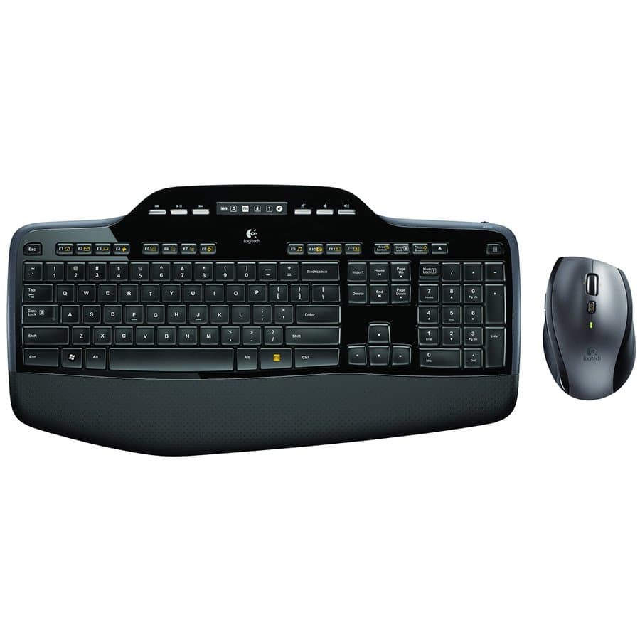 KIT wireless LOGITECH, tastatura wireless multimedia, palm rest, display LCD + mouse wireless, 6 butoane "M705", 1 singur receiver, black, "MK710" "920-002440"