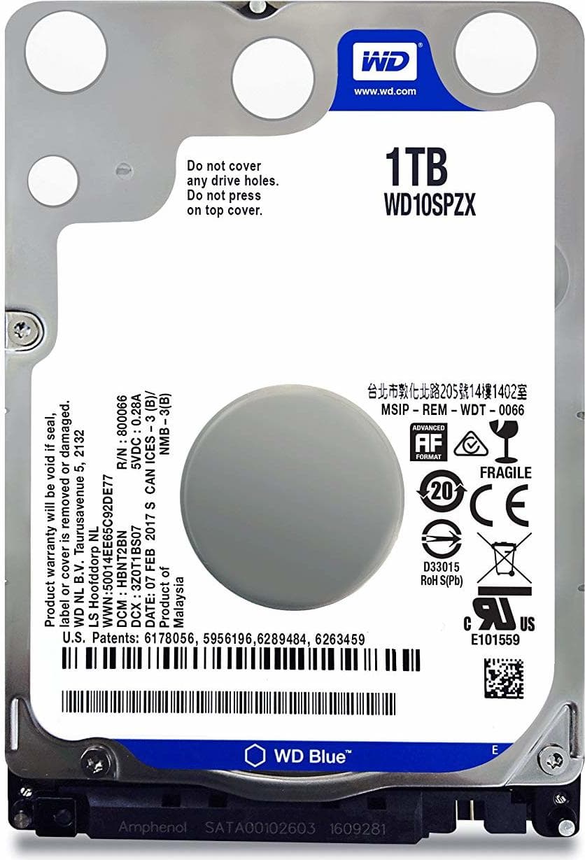 HDD notebook WD 1 TB, Blue, 5400 rpm, buffer 128 MB, 6 Gb/s, S-ATA 3, "WD10SPZX"