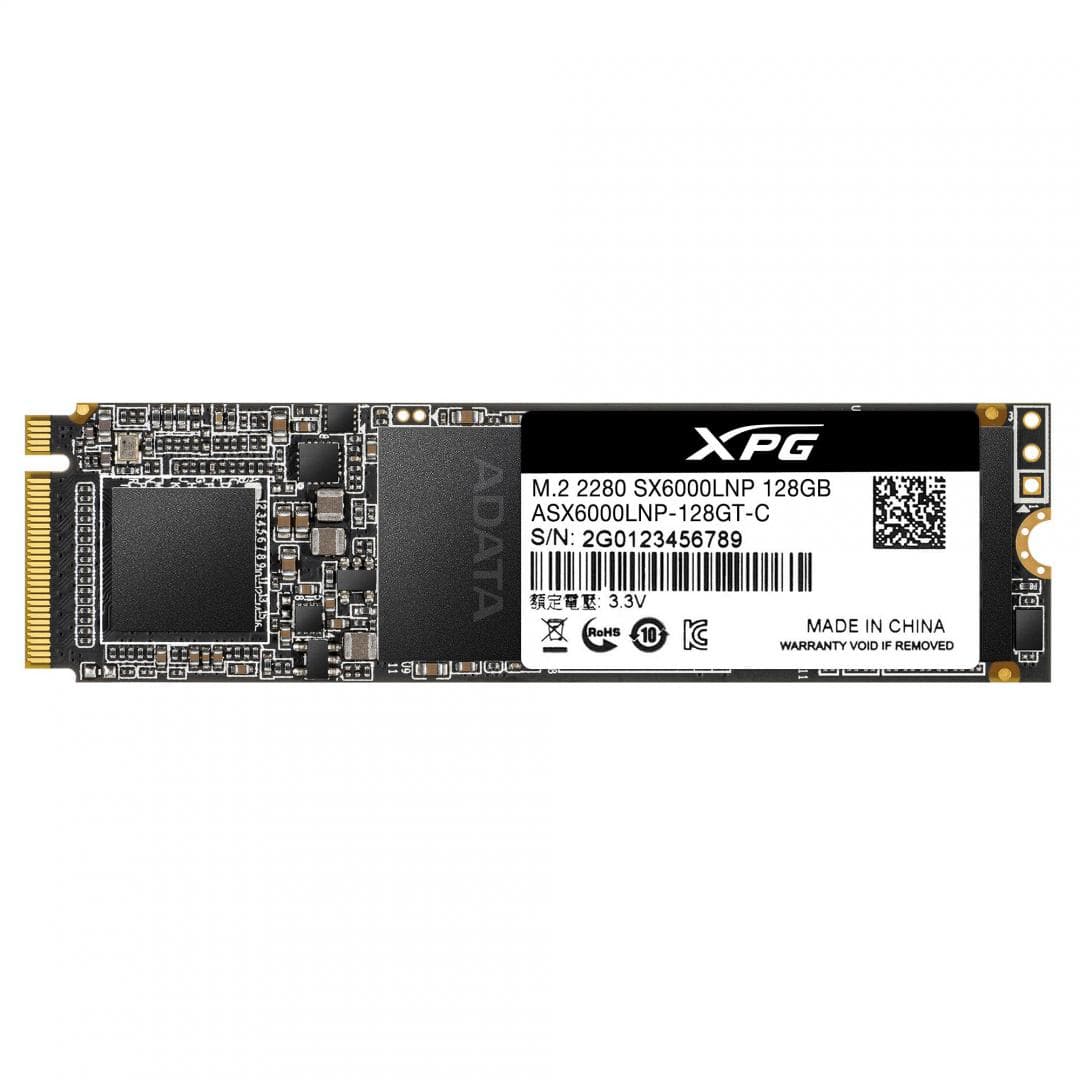 SSD ADATA, XPG SX6000 Lite, 128 GB, M.2, PCIe Gen3.0 x4, 3D TLC Nand, R/W: 1800/600 MB/s, "ASX6000LNP-128GT-C"
