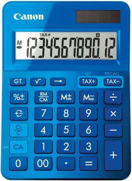Calculator de birou CANON, LS-123K BL, ecran 12 digiti, alimentare solara si baterie, display LCD, functie business, tax si conversie moneda, albastru, "BE9490B001AA"