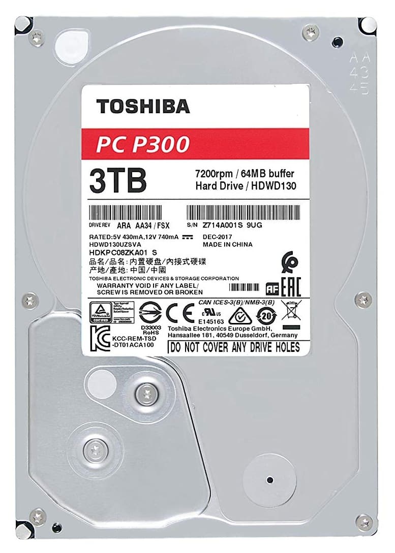 HDD TOSHIBA 3 TB, P300, 7.200 rpm, buffer 64 MB, pt. desktop PC, "HDWD130UZSVA"