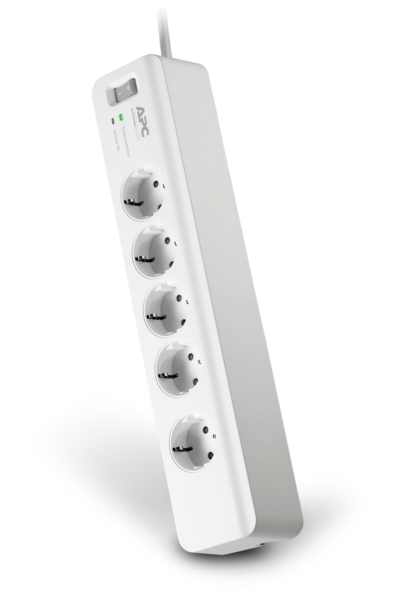 PRELUNGITOR APC, Schuko x 5, conectare prin Schuko (T), cablu 1.8 m, 10 A, protectie supratensiune, alb, "PM5-GR"