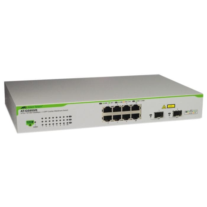 SWITCH ALLIED TELESIS, GS950/8, porturi Gigabit x 8, SFP x 2, managed, rackabil, carcasa metalica, "AT-GS950/8-50"