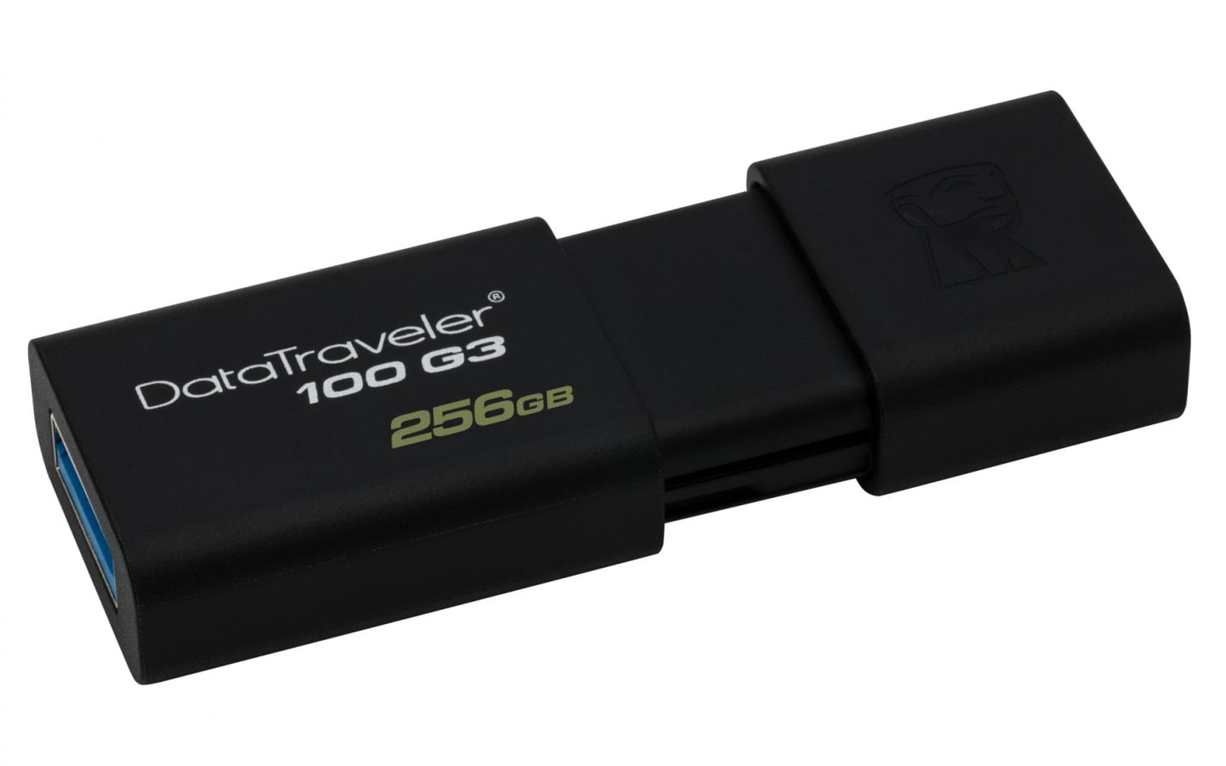 MEMORIE USB 3.0 KINGSTON 256 GB, cu capac, carcasa plastic, negru, "DT100G3/256GB"