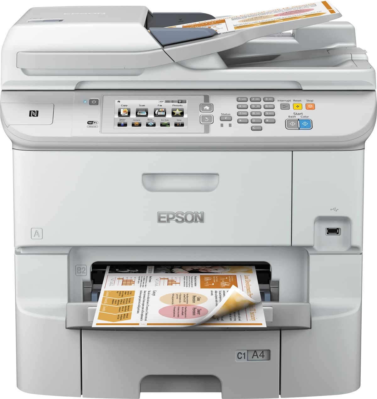 Multifunctional Inkjet Color Epson WF-6590DWF, A4, Functii:Impr|Scan|Cop|Fax,Viteza Print Mono:24 ppm,Viteza Print color:24 ppm,Conectiv:USB|Retea|WiFi,Duplex:Da,ADF:ADF(incl.TV 30RON), "C11CD49301"
