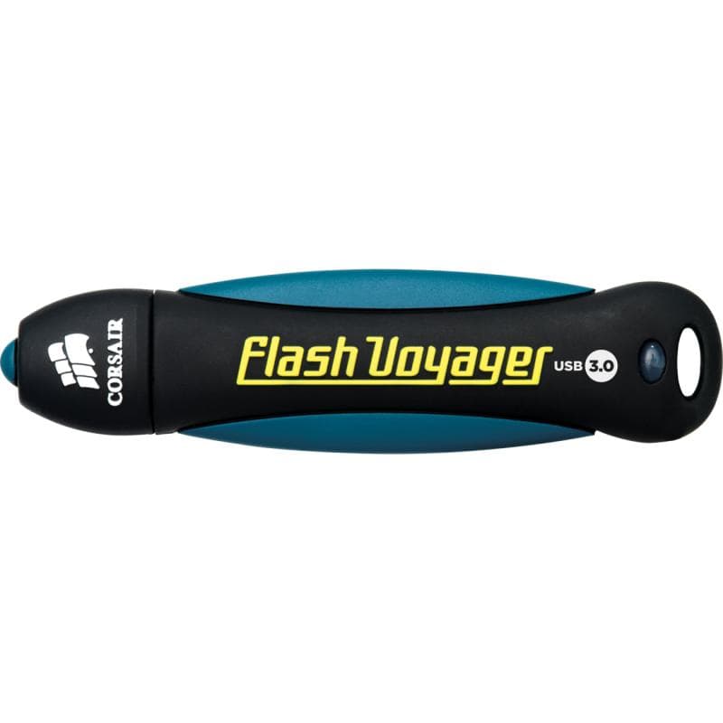 MEMORIE USB 3.0 CORSAIR 64 GB, cu capac, carcasa cauciuc, negru / albastru, "CMFVY3A-64GB"