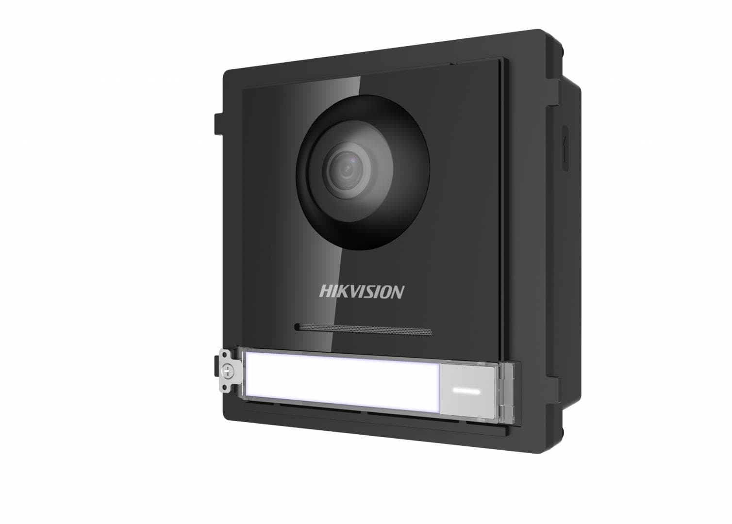 PANOU videointerfon modular de exterior Hikvision,1xbuton apelare,cam video wide angle 180grade Fish eye 2MP, permite conec pana la 8 submodule de extensie "DS-KD8003-IME1/EU"