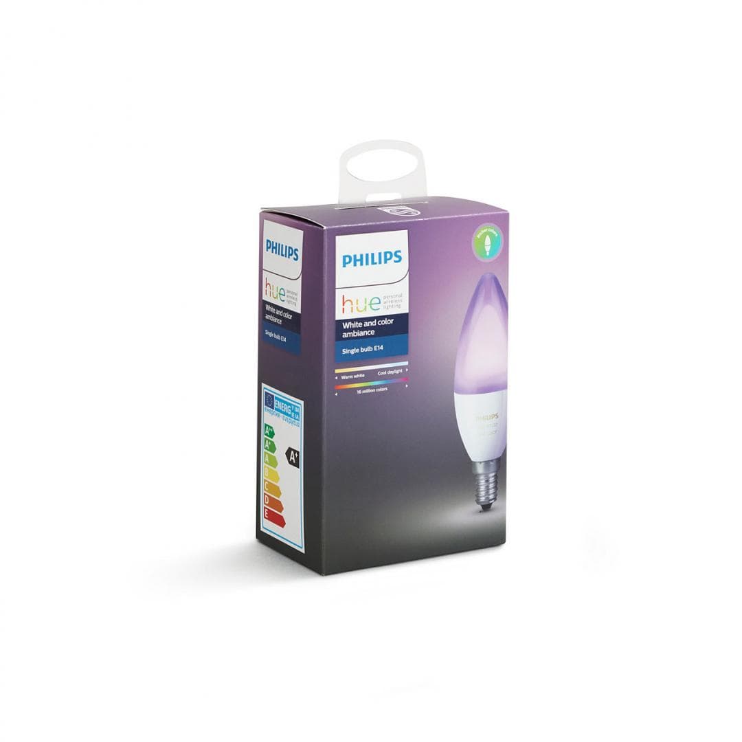 BEC smart LED Philips, soclu E14, putere 6.5W, forma lumanare, lumina multicolora, alimentare 220 - 240 V, "000008718696695166"