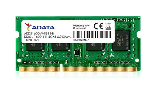 SODIMM Adata, 4GB DDR3, 1600 MHz, low voltage "ADDS1600W4G11-S"