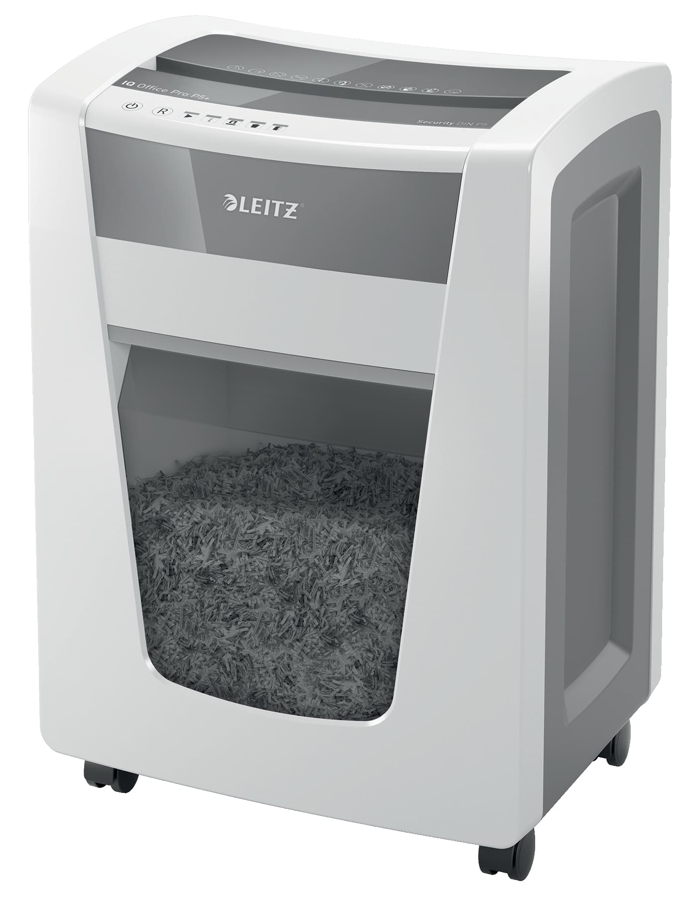Distrugator manual documente Leitz IQ Office Pro, 7 coli, P5+, micro-cut (tip particulei), cos 30 coli, alb, Leitz "80040000"