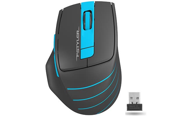 MOUSE A4tech, gaming, wireless, 2.4GHz, optic, 2000 dpi, butoane/scroll 6/1, buton selectare viteza, negru / albastru, "FG30 Blue"
