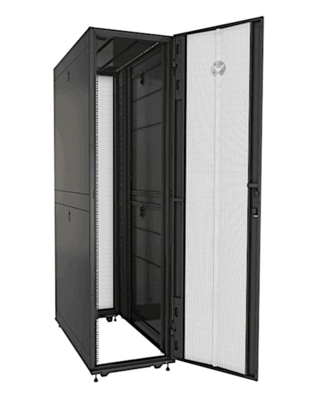 Rack 42U 1998mm Hx800mm Wx 115mm D with 77% Perforated Locking Front Door,77% Perforated Split Locking Rear Doors,pair 19" Mounting Rails,Split Side Panels with locking slam latch,Toolless Removeab