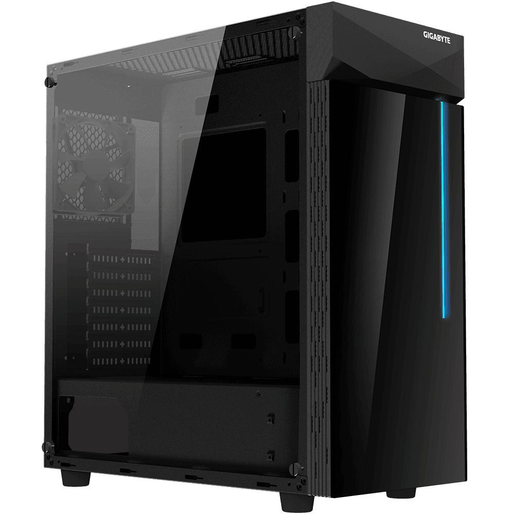 CARCASA GIGABYTE Middle Tower, ATX, "C200 GLASS", fara sursa, sticla securizata, fan x 1, USB 3.0 x 2, Jack 3.5 mm x 2, mesh pt. filtrare praf, negru, "GB-C200G"